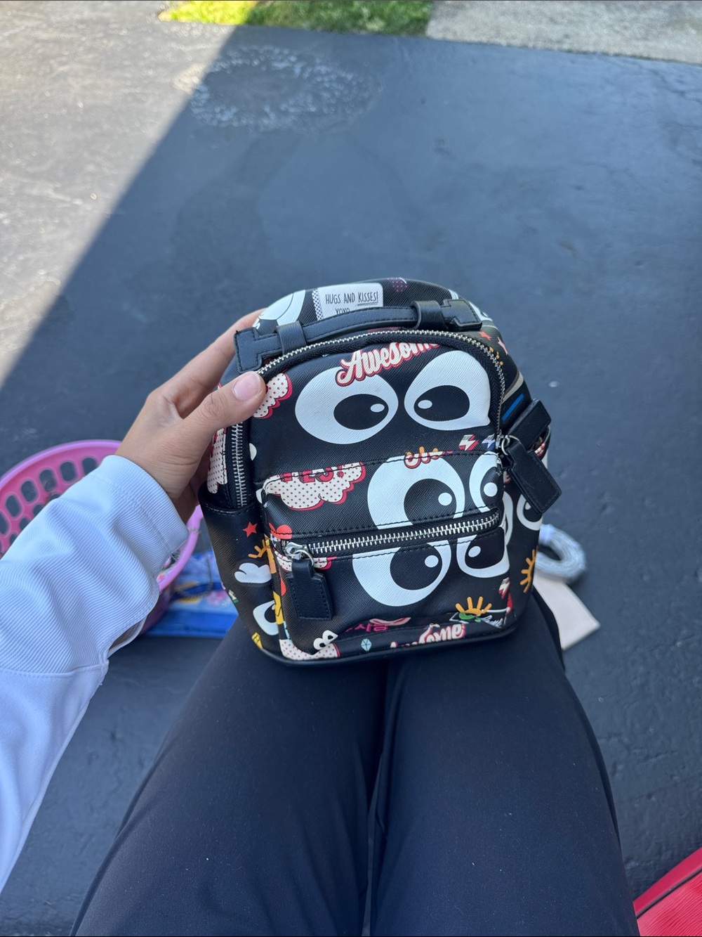 Bugs And Kisses Black Graphic Mini Crossbody Bag